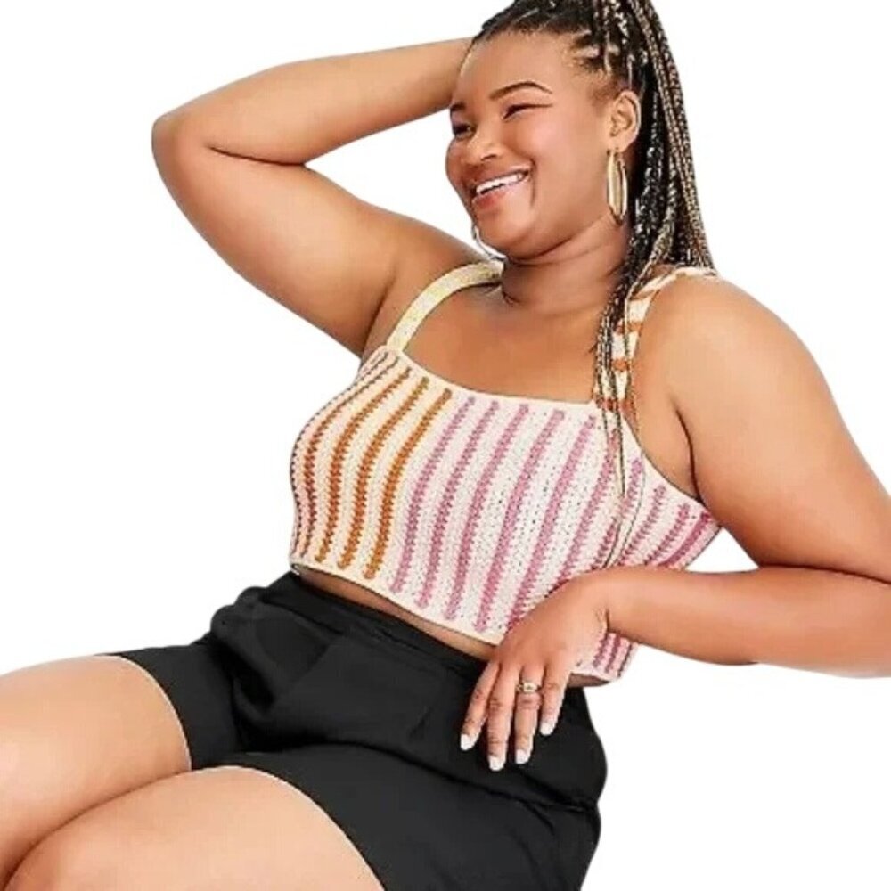 Future Collective Alani Noelle Crochet Stripe Crop Top